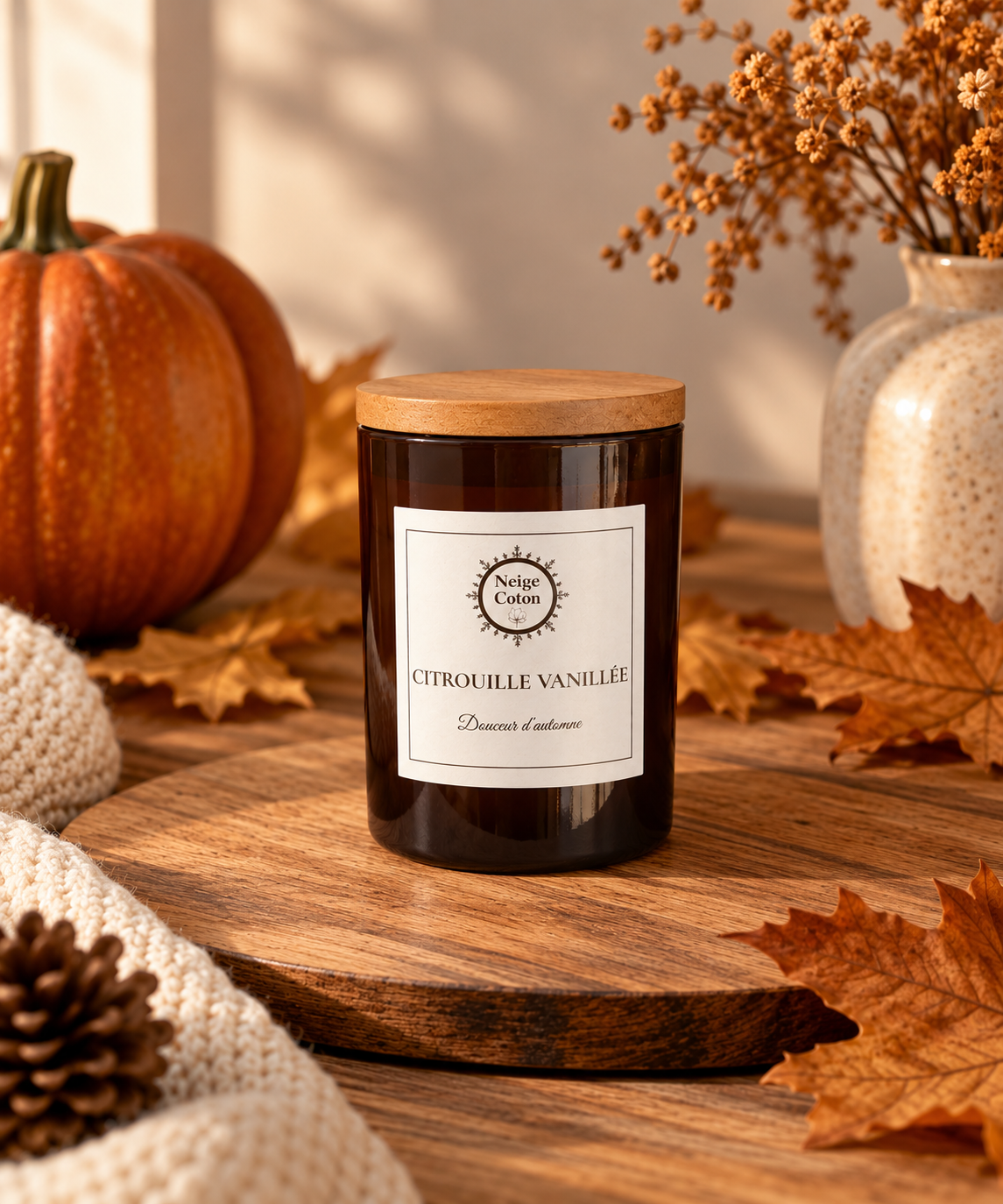 Bougie parfumée Citrouille Vanillée – Douceur d'Automne (verre)