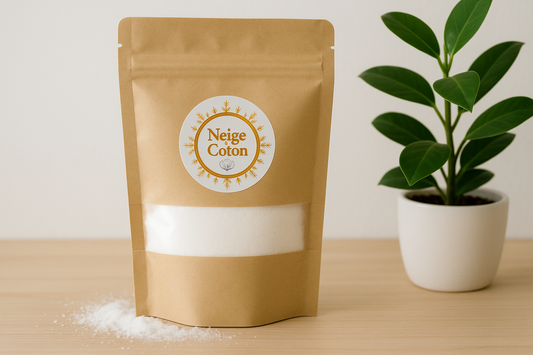 Neige et Coton avec poudre au sol et plante